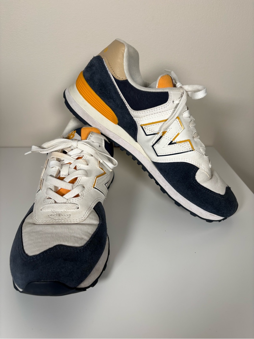 New Balance Men’s Navy, White & Yellow Athletic Sneakers